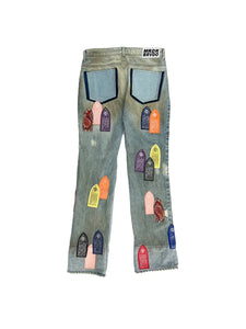 WHO DECIDES WAR - Patch Arched Repaired Distressed Denim - SS25 - MULTI